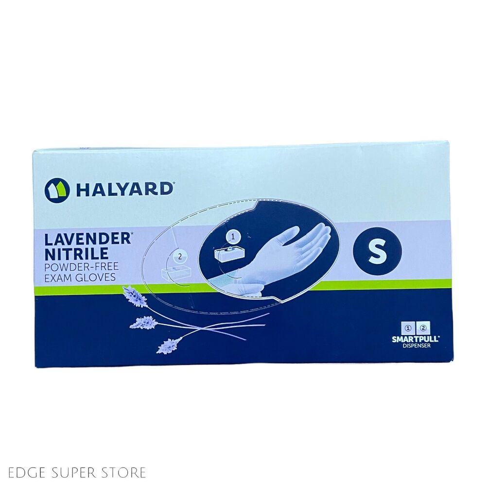 Halyard Lavender Purple Nitrile Exam Size Small Powder Free Gloves 250 Count Box